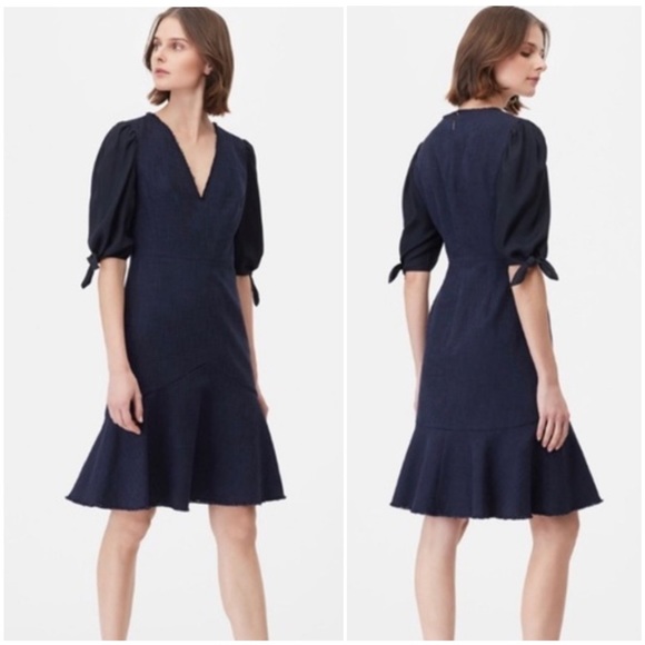 Rebecca Taylor Dresses & Skirts - •TAILORED by REBECCA TAYLOR• Slub Suiting A-Line Dress in Dark Navy Size 0